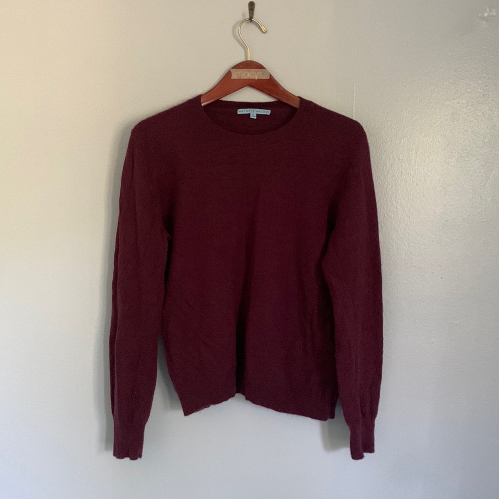 EUC 100% Cashmere Burgundy Wine Plum Red Soft Layering Sweater for Fall Winter
